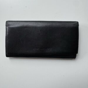 Derek Alexander Black Leather Trifold Wallet Snap Close ID Card Slots Central